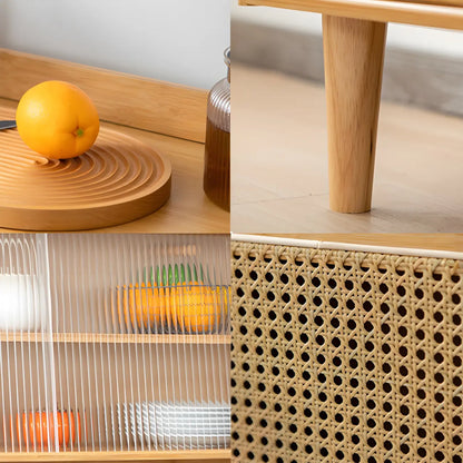 Buffet de salle à manger en bois naturel avec rangement ouvert