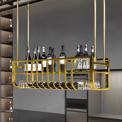 Casier à vin mural en métal doré élégant