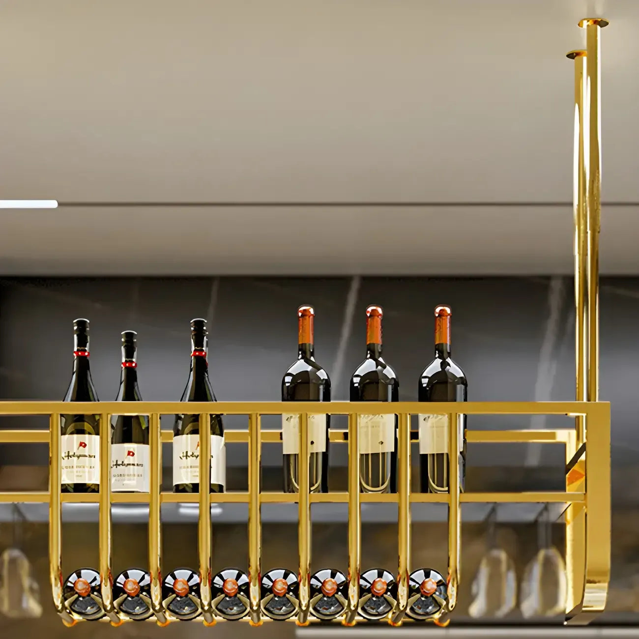 Casier à vin mural en métal doré élégant