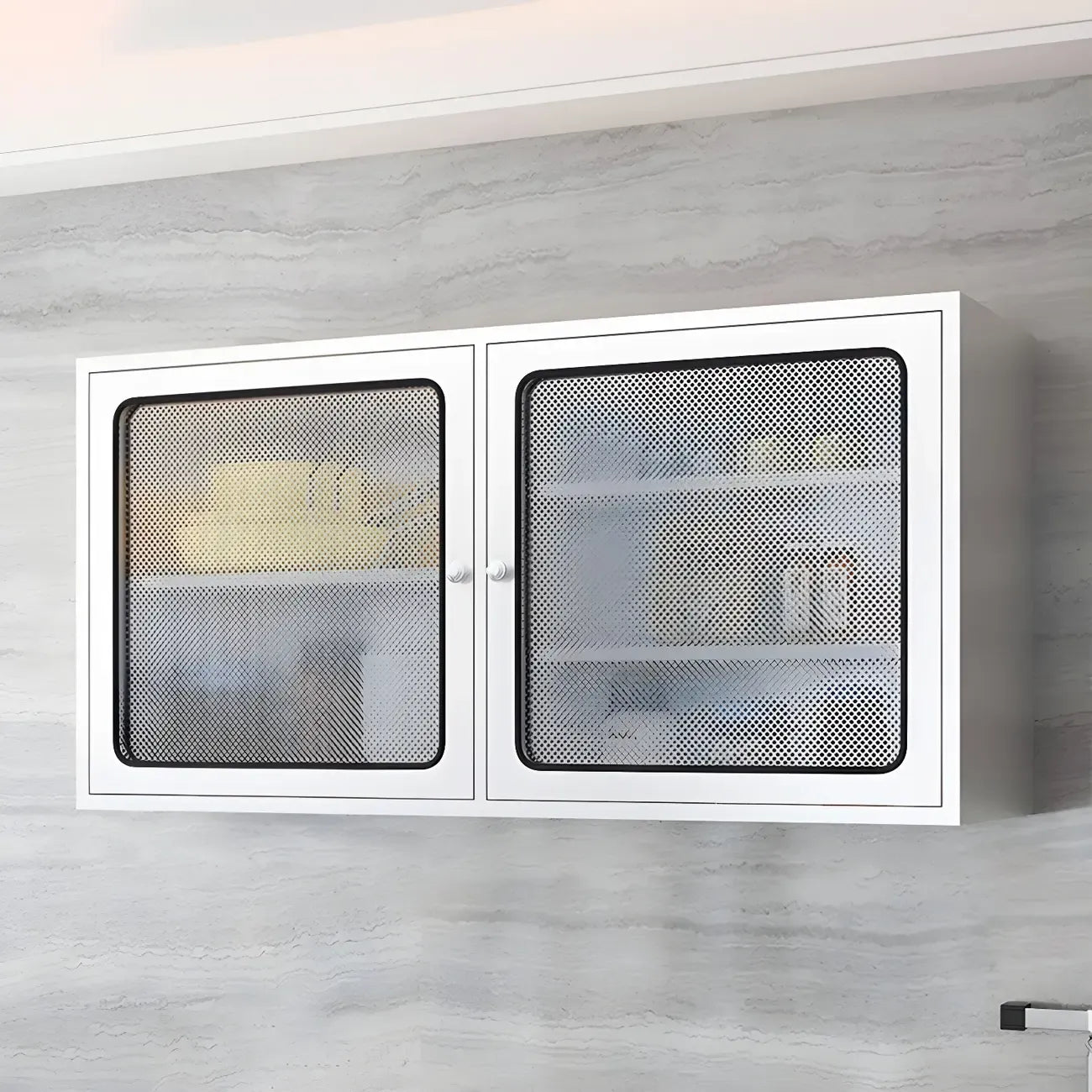 Vitrine murale en acier inoxydable avec rangement