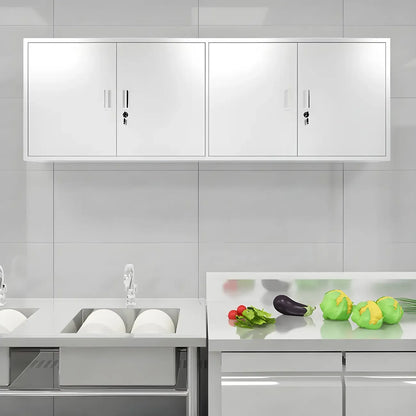 Vitrine murale en acier inoxydable avec rangement