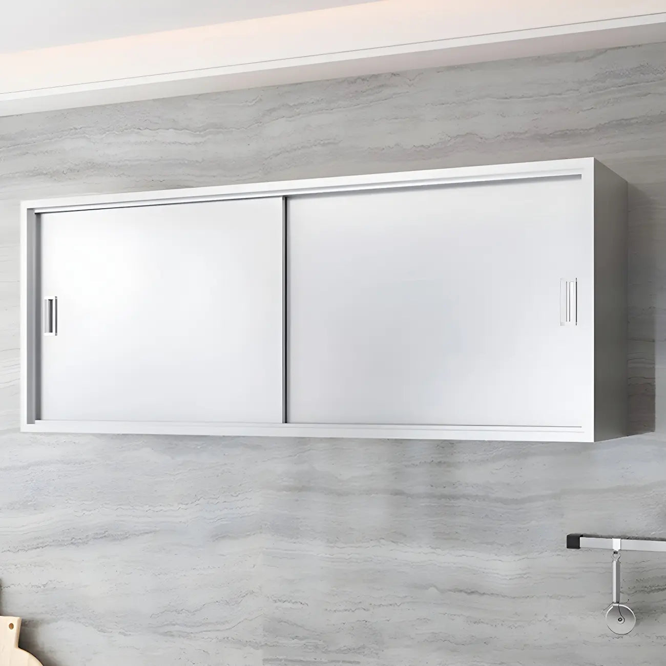 Vitrine murale en acier inoxydable avec rangement