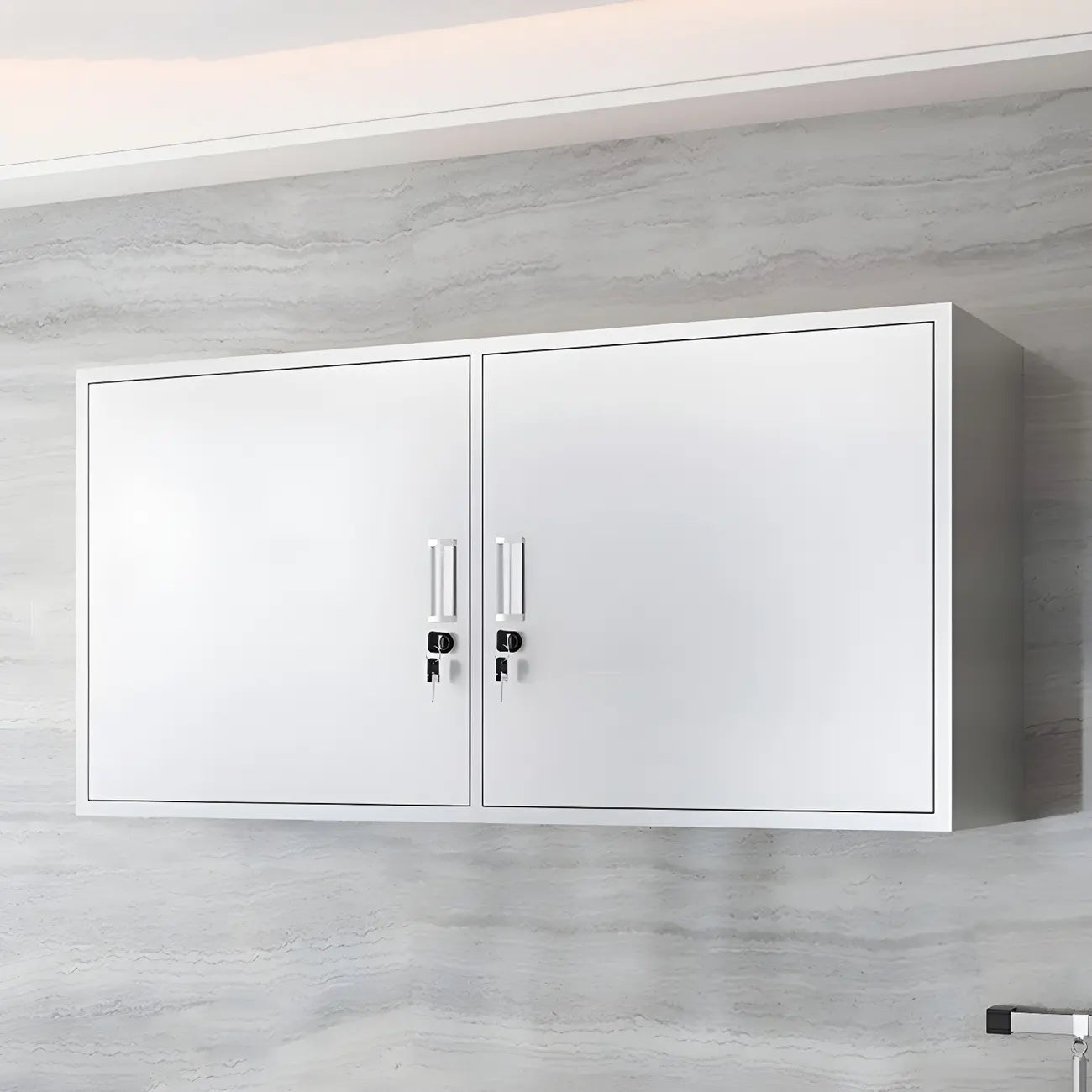 Vitrine murale en acier inoxydable avec rangement