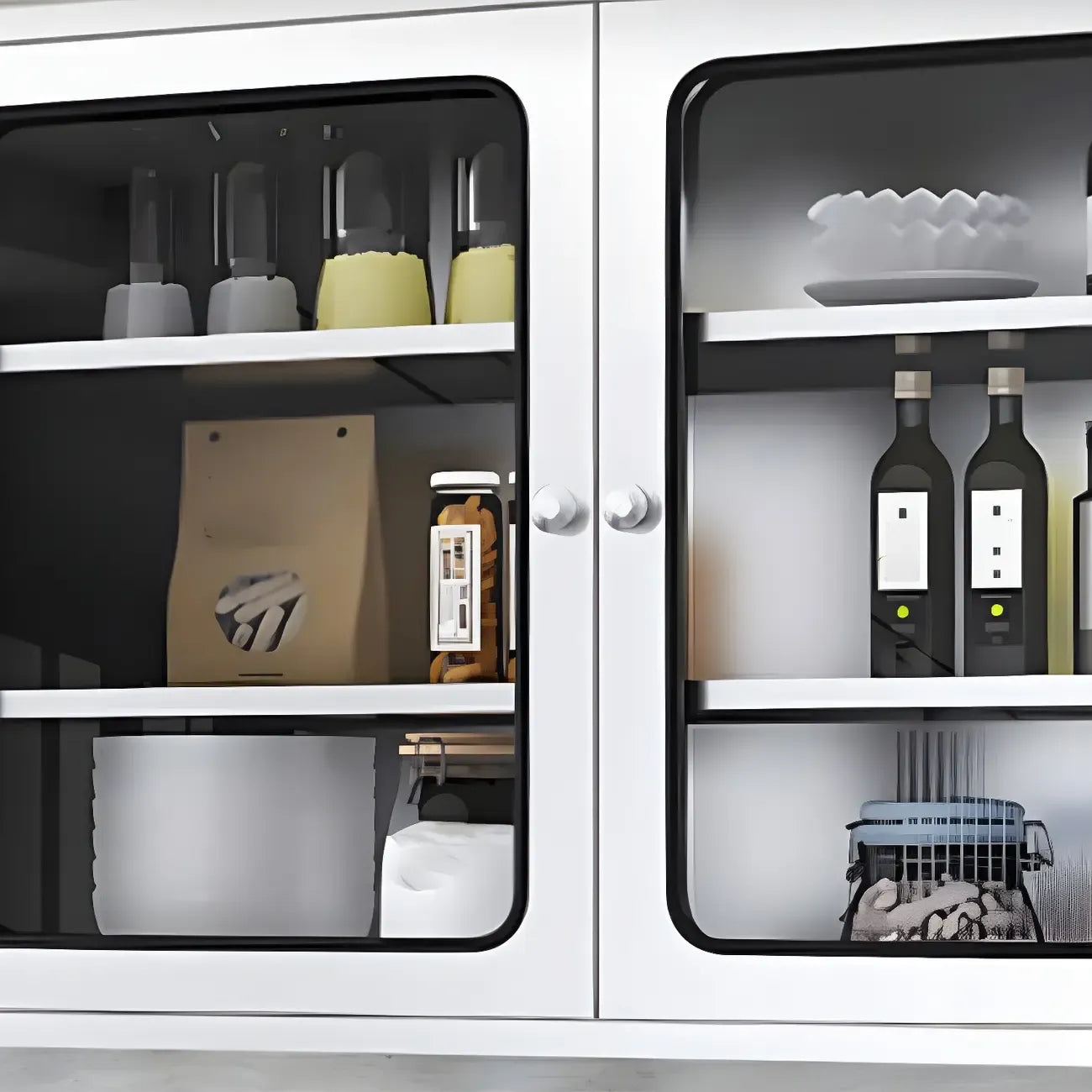 Vitrine murale en acier inoxydable avec rangement