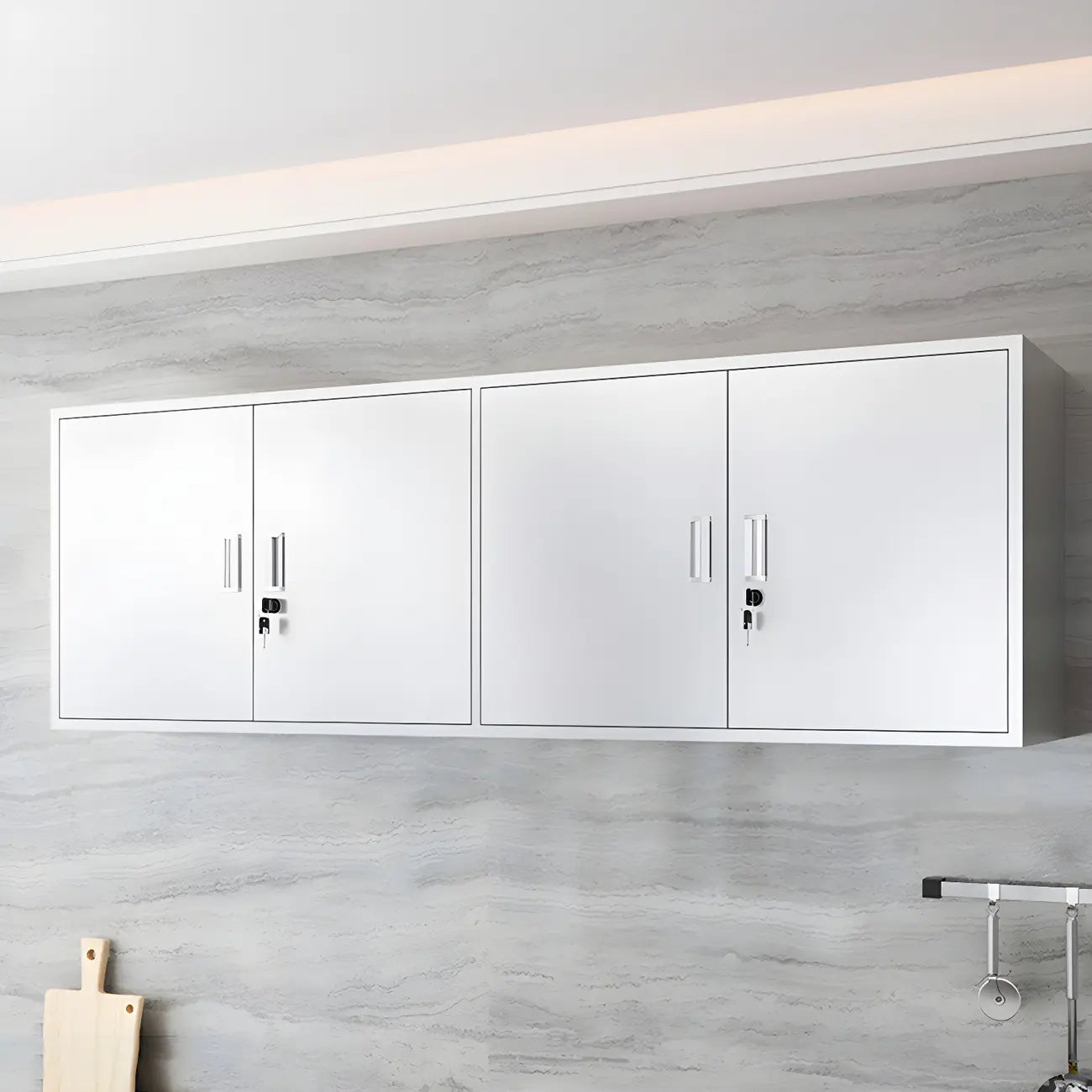 Vitrine murale en acier inoxydable avec rangement