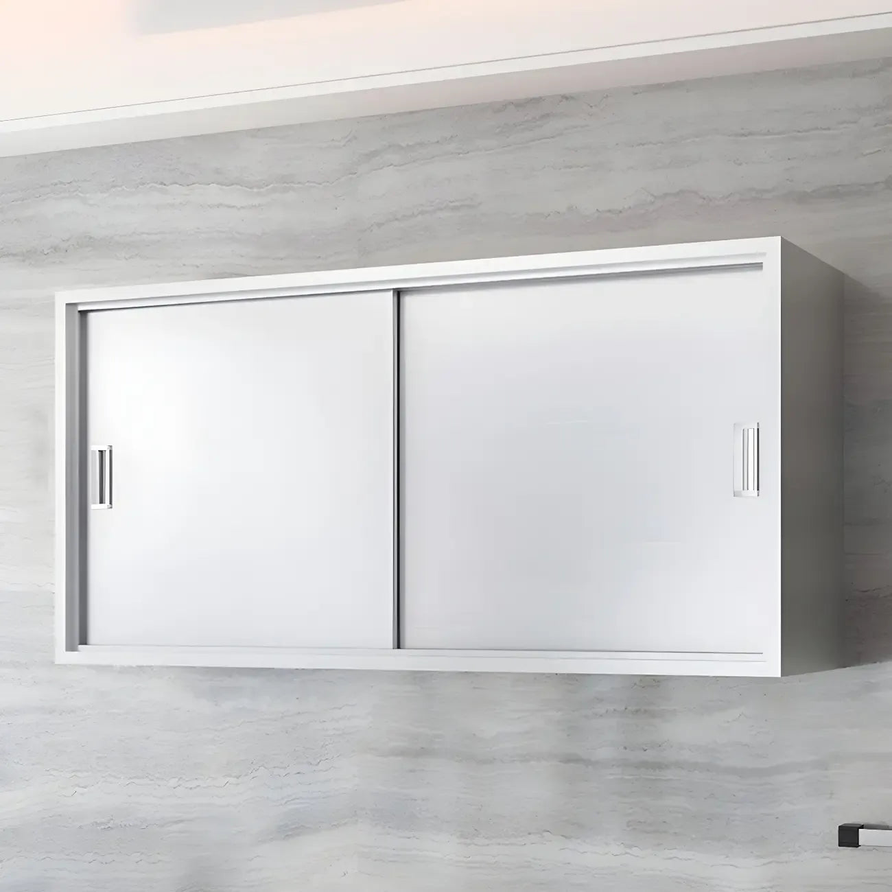 Vitrine murale en acier inoxydable avec rangement