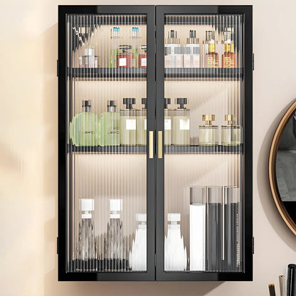 Cuisine moderne en métal noir, vaisselier suspendu