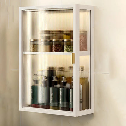 Cuisine moderne en métal noir, vaisselier suspendu