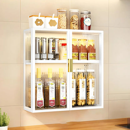 Cuisine moderne en métal noir, vaisselier suspendu