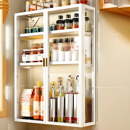 Cuisine moderne en métal noir, vaisselier suspendu