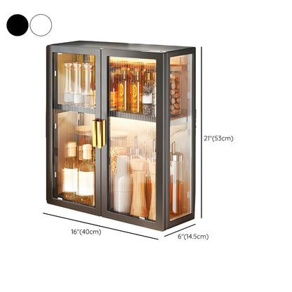 Cuisine moderne en métal noir, vaisselier suspendu