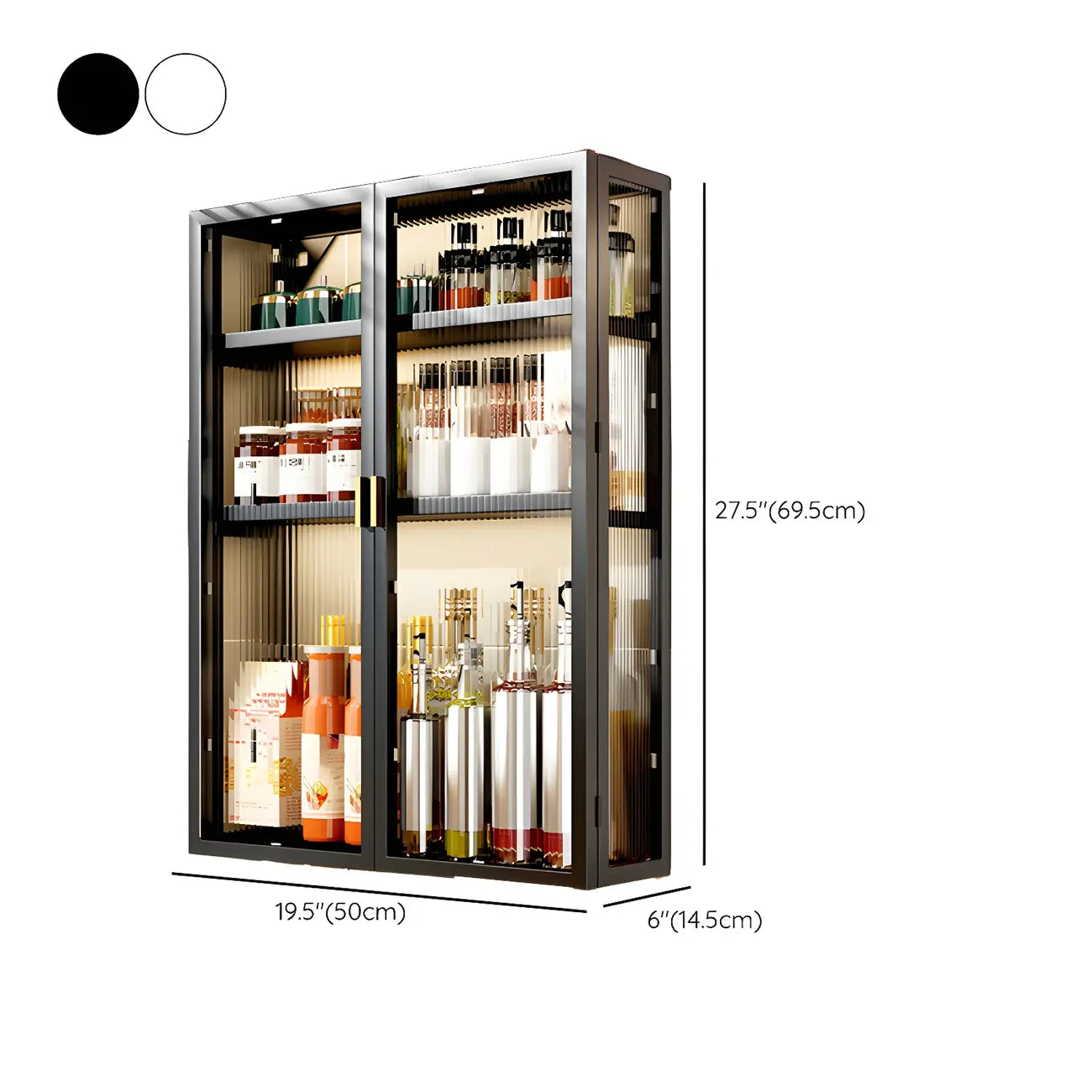 Cuisine moderne en métal noir, vaisselier suspendu