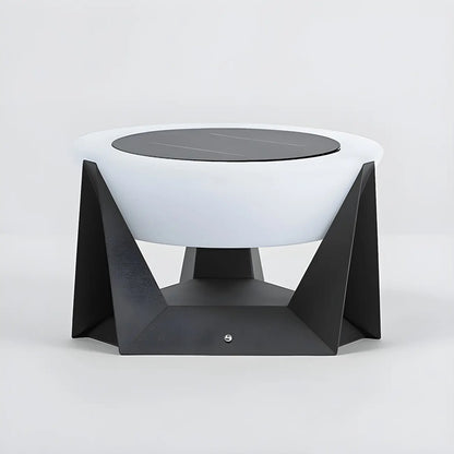 Lampadaires extérieurs ronds solaires contemporains en métal noir