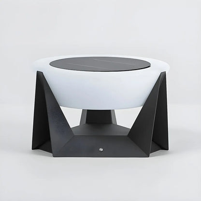 Lampadaires extérieurs ronds solaires contemporains en métal noir