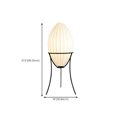 Lampe sur pied d'ambiance en forme d'œuf en tissu et en métal, trépied