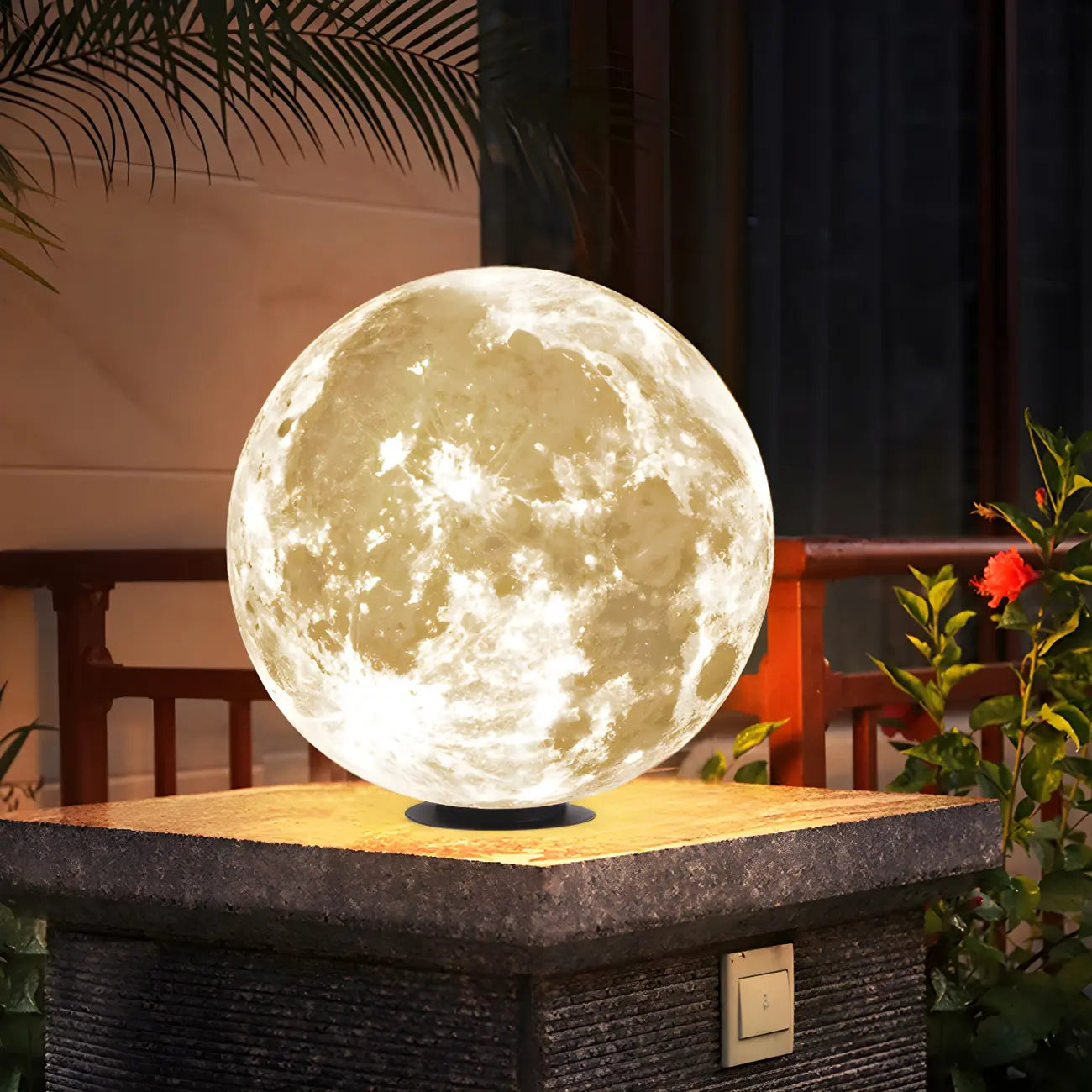 Lampes LED en forme de lune pour poteaux extérieurs