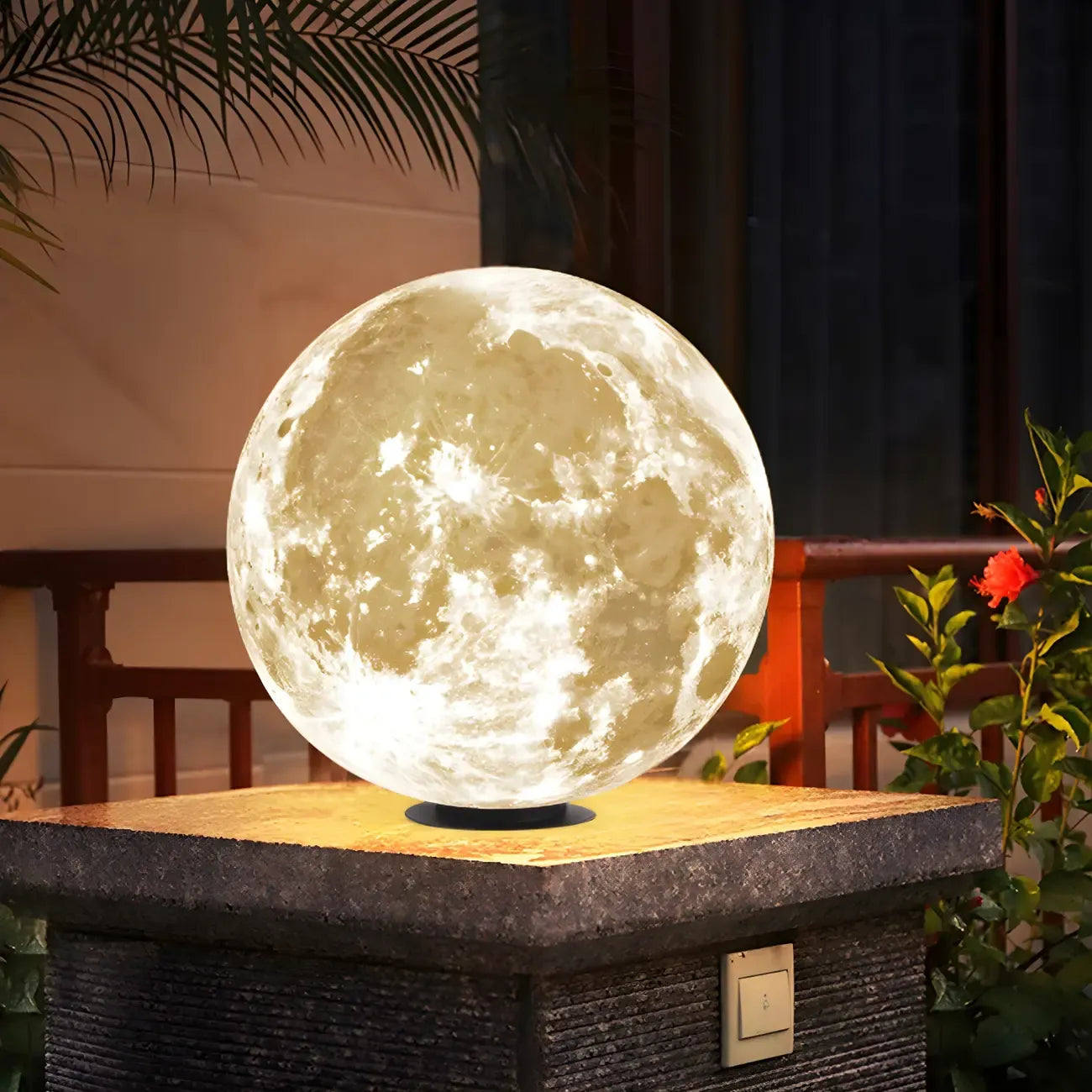 Lampes LED en forme de lune pour poteaux extérieurs