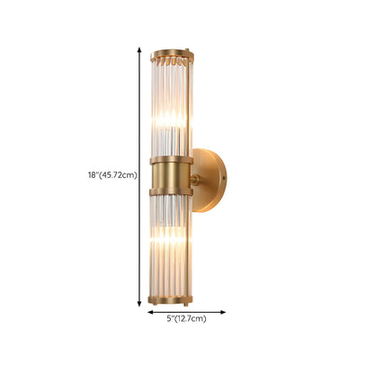 Applique murale élégante dorée tubulaire avec abat-jour en verre pour salle de bain