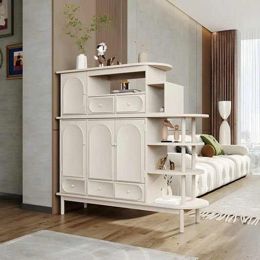 Meuble de rangement multifonctionnel moderne en bois blanc pour salon