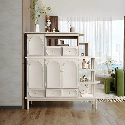 Meuble de rangement multifonctionnel moderne en bois blanc pour salon