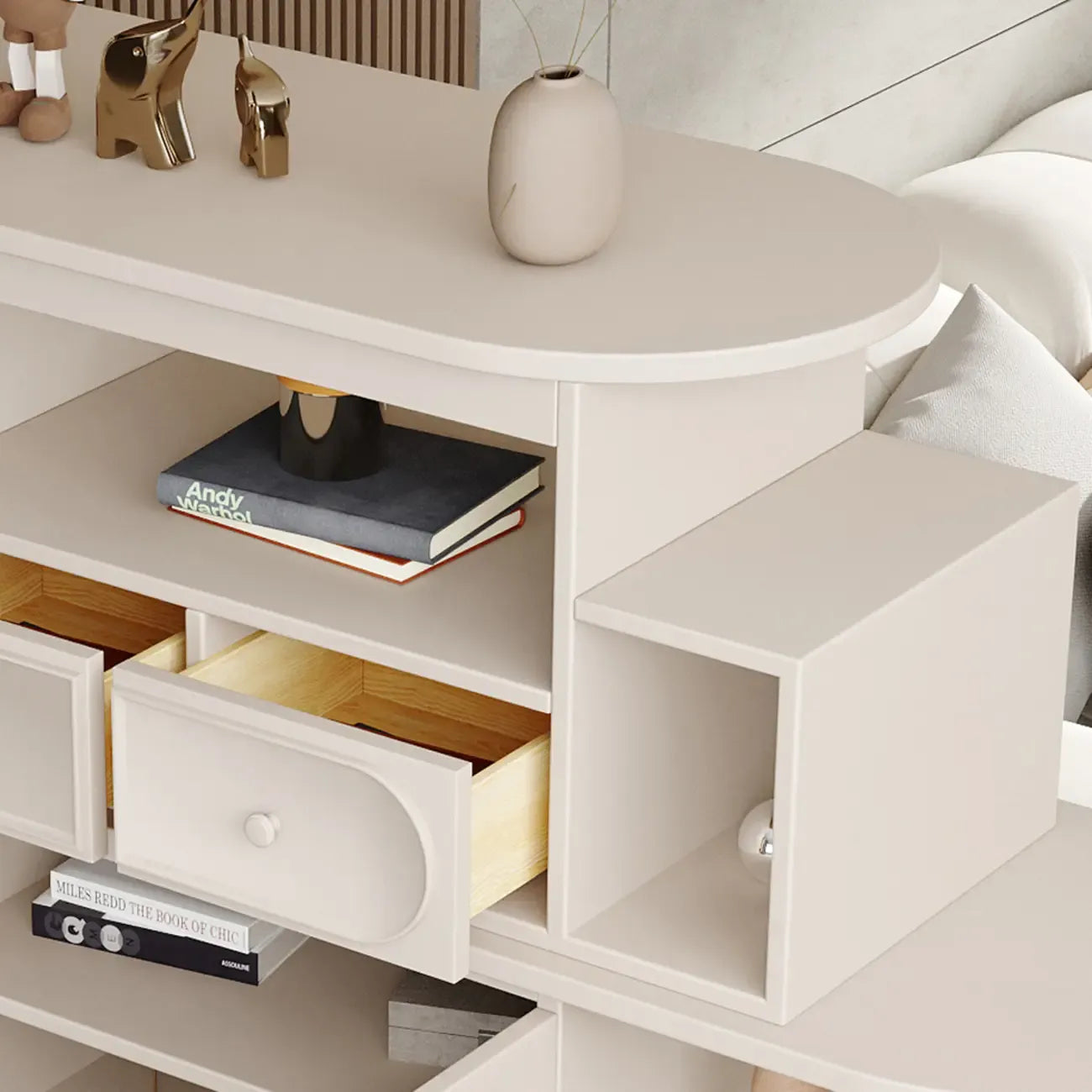 Meuble de rangement multifonctionnel moderne en bois blanc pour salon