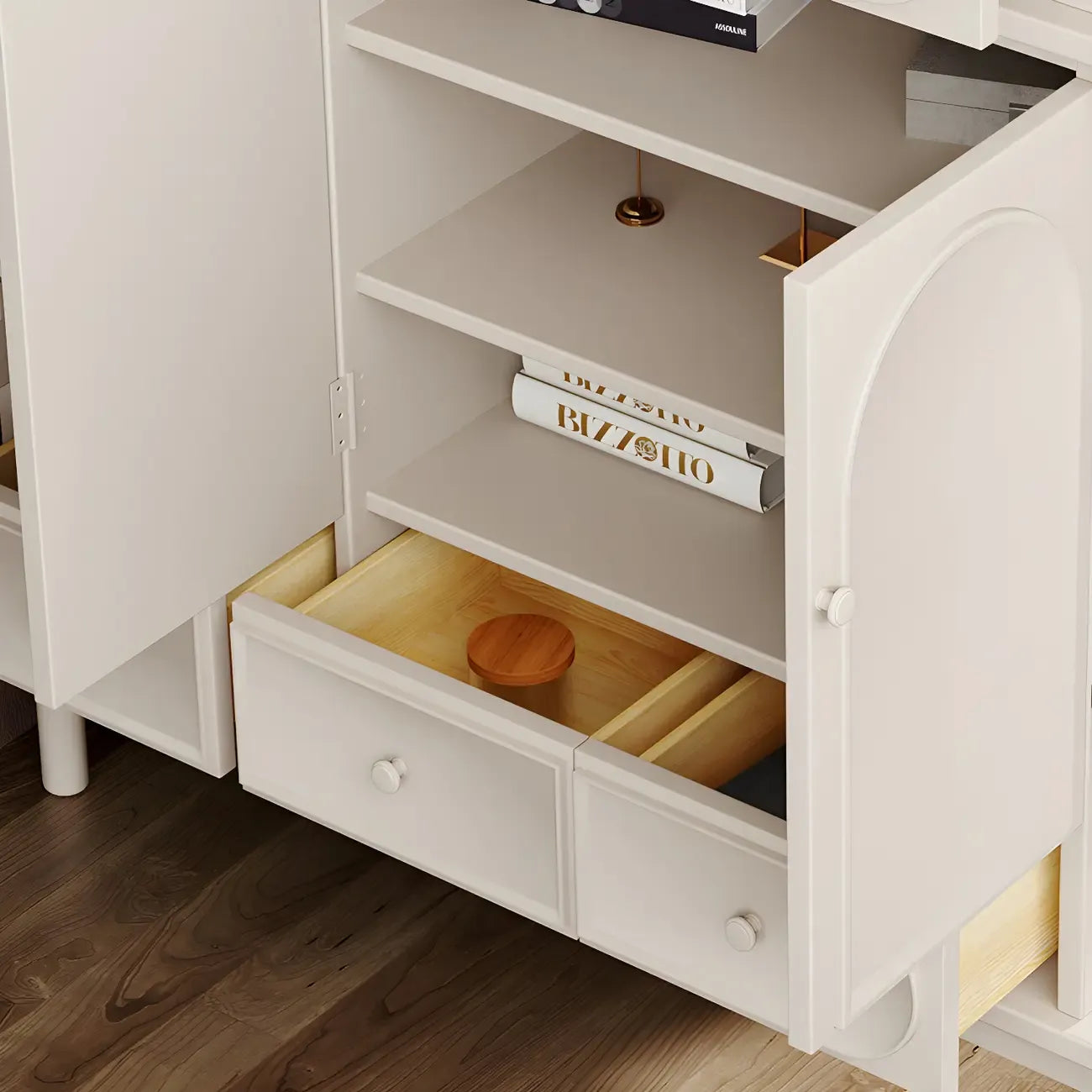 Meuble de rangement multifonctionnel moderne en bois blanc pour salon