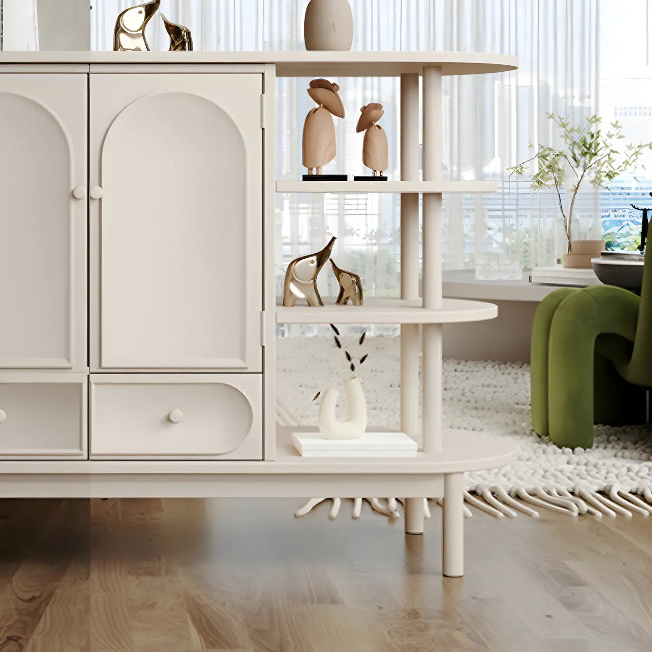 Meuble de rangement multifonctionnel moderne en bois blanc pour salon