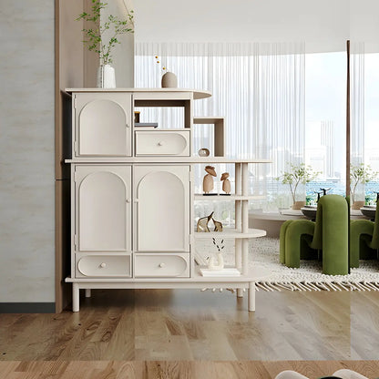 Meuble de rangement multifonctionnel moderne en bois blanc pour salon