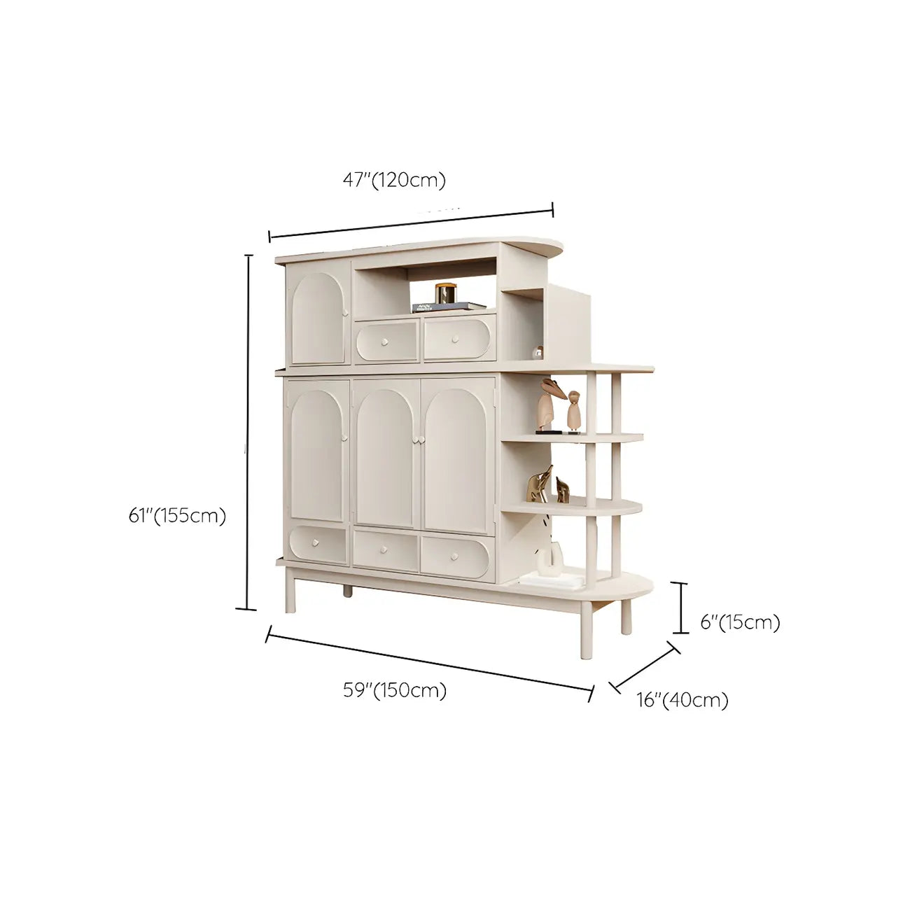 Meuble de rangement multifonctionnel moderne en bois blanc pour salon