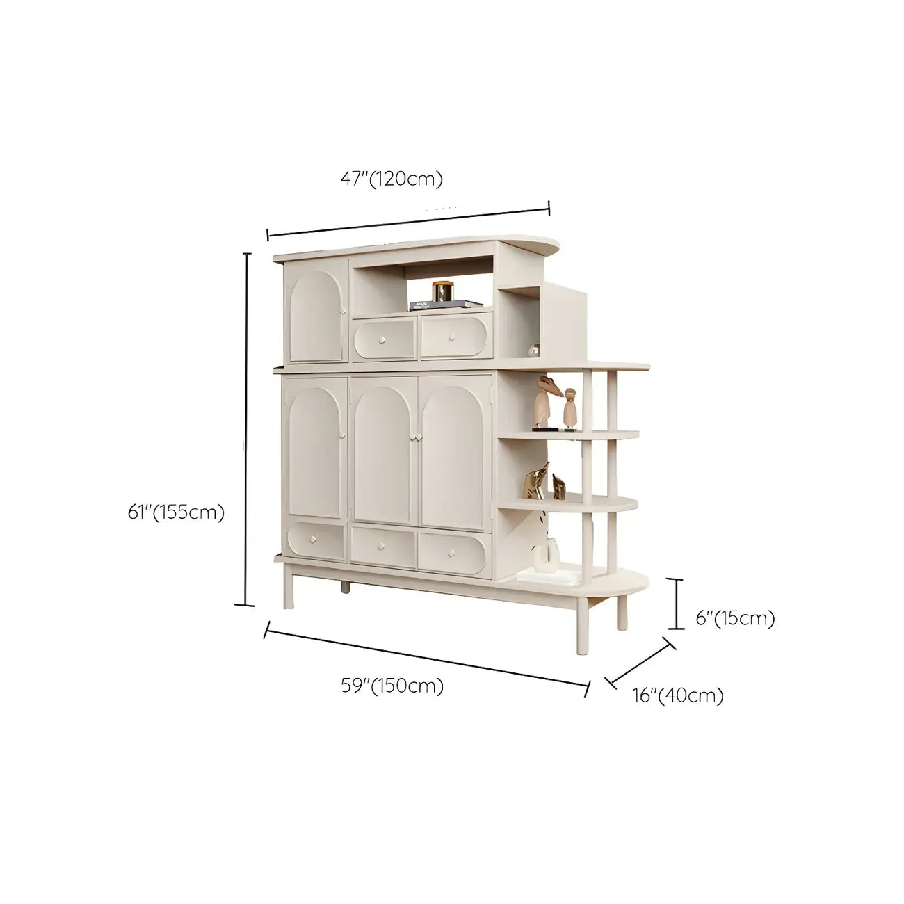 Meuble de rangement multifonctionnel moderne en bois blanc pour salon