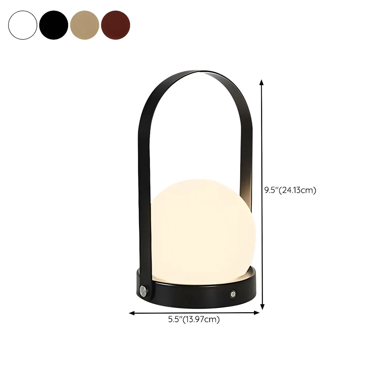 Lanterne LED portable sans fil avec globe noir, lampe de table