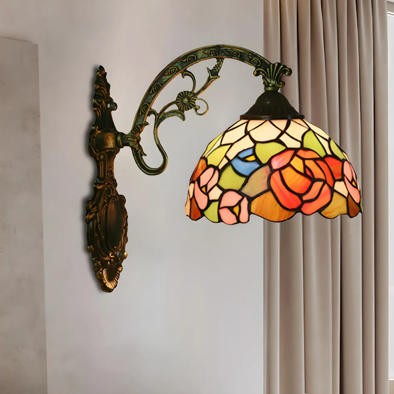 Applique murale LED vintage en vitrail pour salon