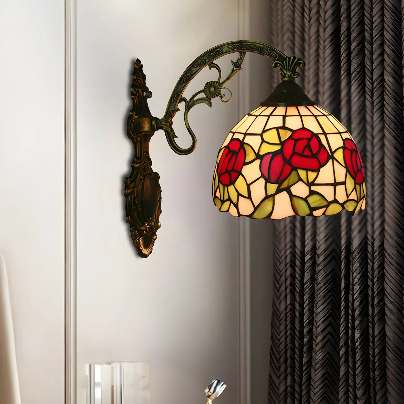Applique murale LED vintage en vitrail pour salon