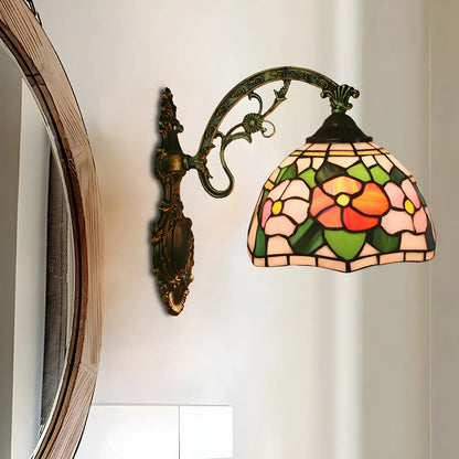 Applique murale LED vintage en vitrail pour salon
