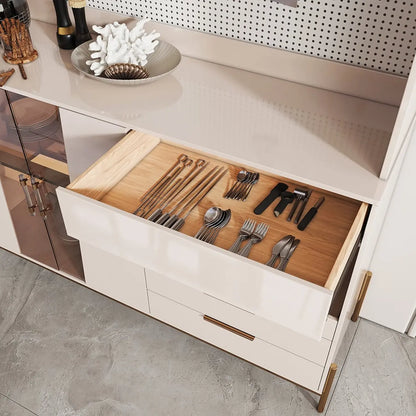 Buffet de rangement de luxe en MDF avec panneau perforé et accents dorés