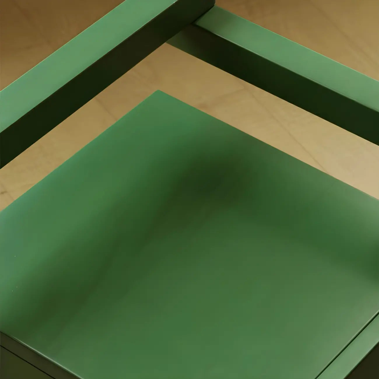 Table de chevet étroite en bois vert à 1 tiroir