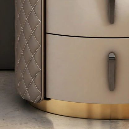 Table de chevet moderne en similicuir beige avec tiroirs