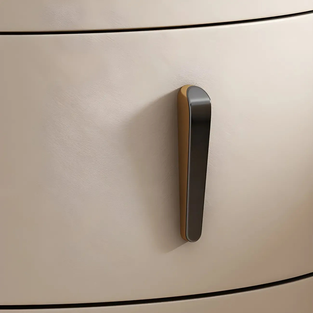 Table de chevet moderne en similicuir beige avec tiroirs