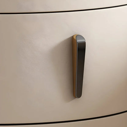 Table de chevet moderne en similicuir beige avec tiroirs