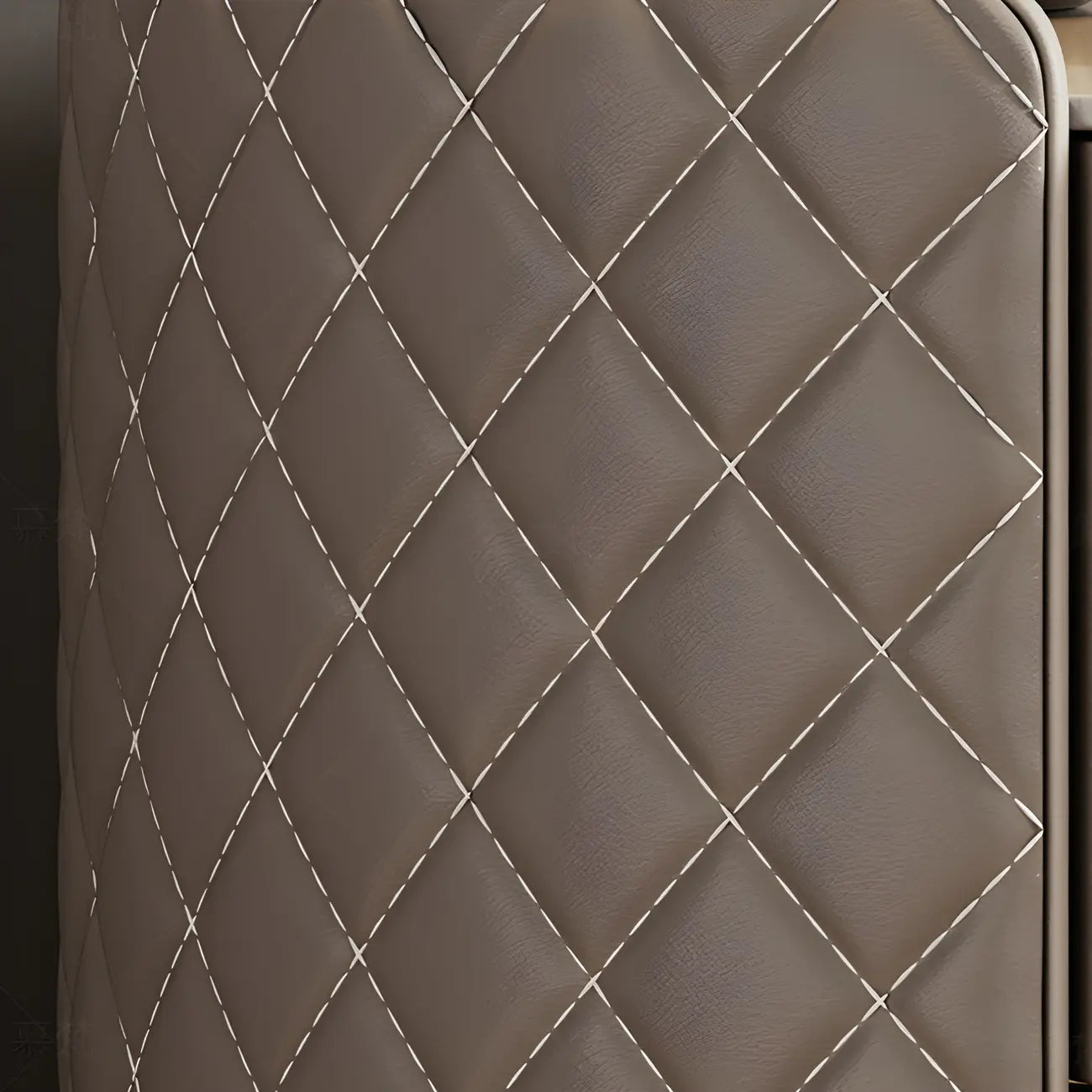 Table de chevet moderne en similicuir beige avec tiroirs