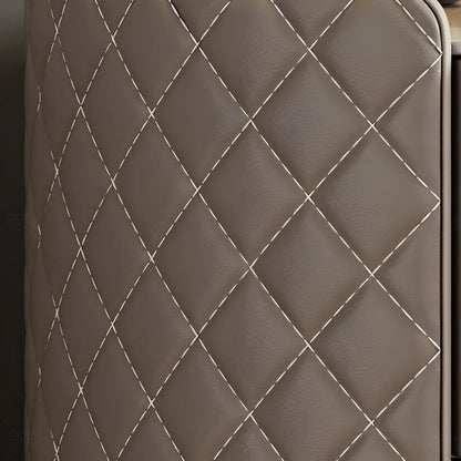 Table de chevet moderne en similicuir beige avec tiroirs