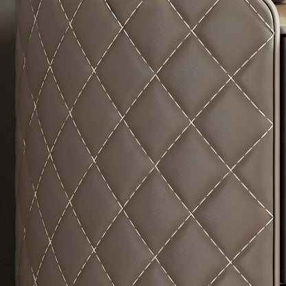 Table de chevet moderne en similicuir beige avec tiroirs