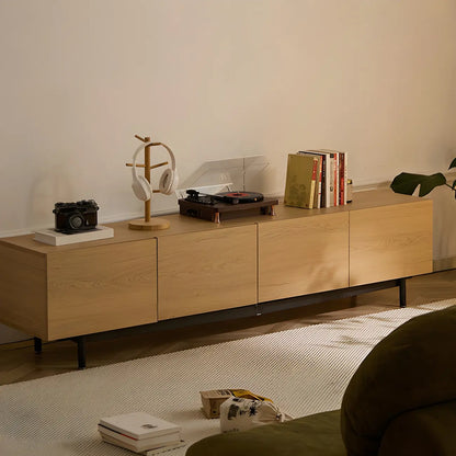 Meuble TV en bois brun nordique avec gestion des câbles