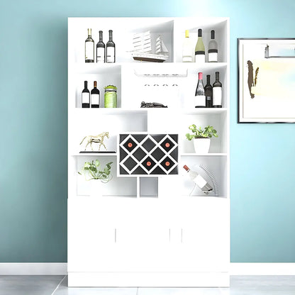 Cave à vin moderne noire, grande, ouverte et empilable en bois.