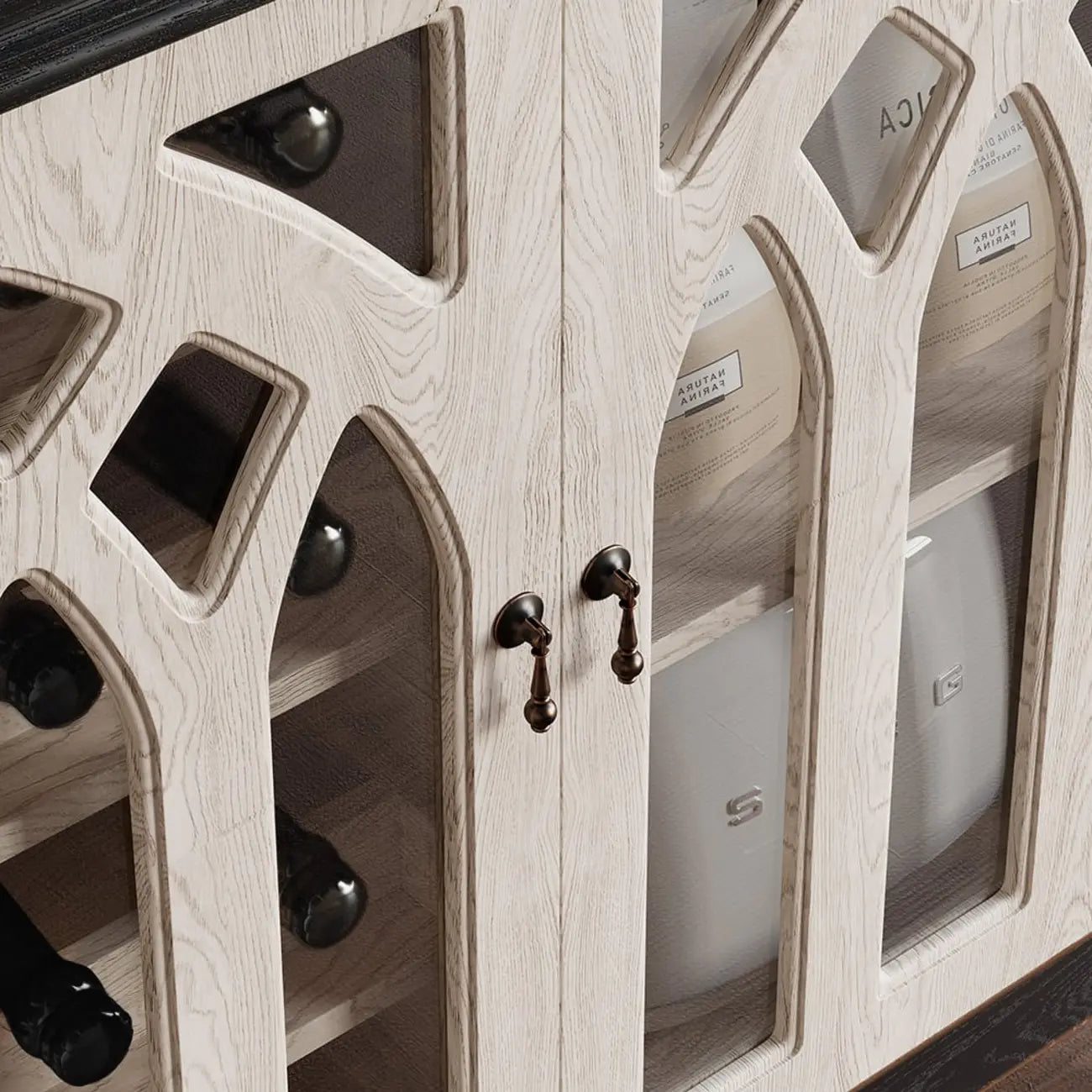Armoire à vin traditionnelle en MDF noir avec portes