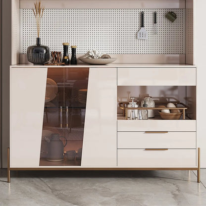 Buffet de rangement de luxe en MDF avec panneau perforé et accents dorés
