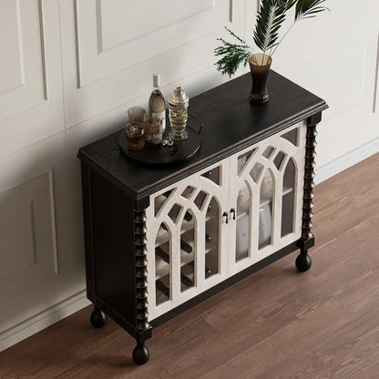 Armoire à vin traditionnelle en MDF noir avec portes